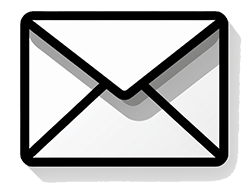 An image of an envelope. A white icon with a black border and black lines that detail the envelope. Icon has a shadow that is gray with the lighting coming from the upper right.