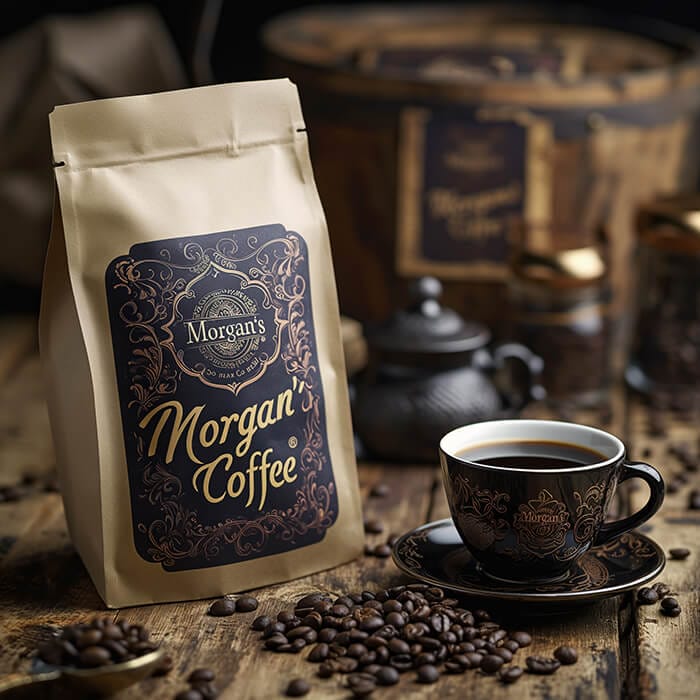 Midjourney Prompts Morgan's Coffee Product Example